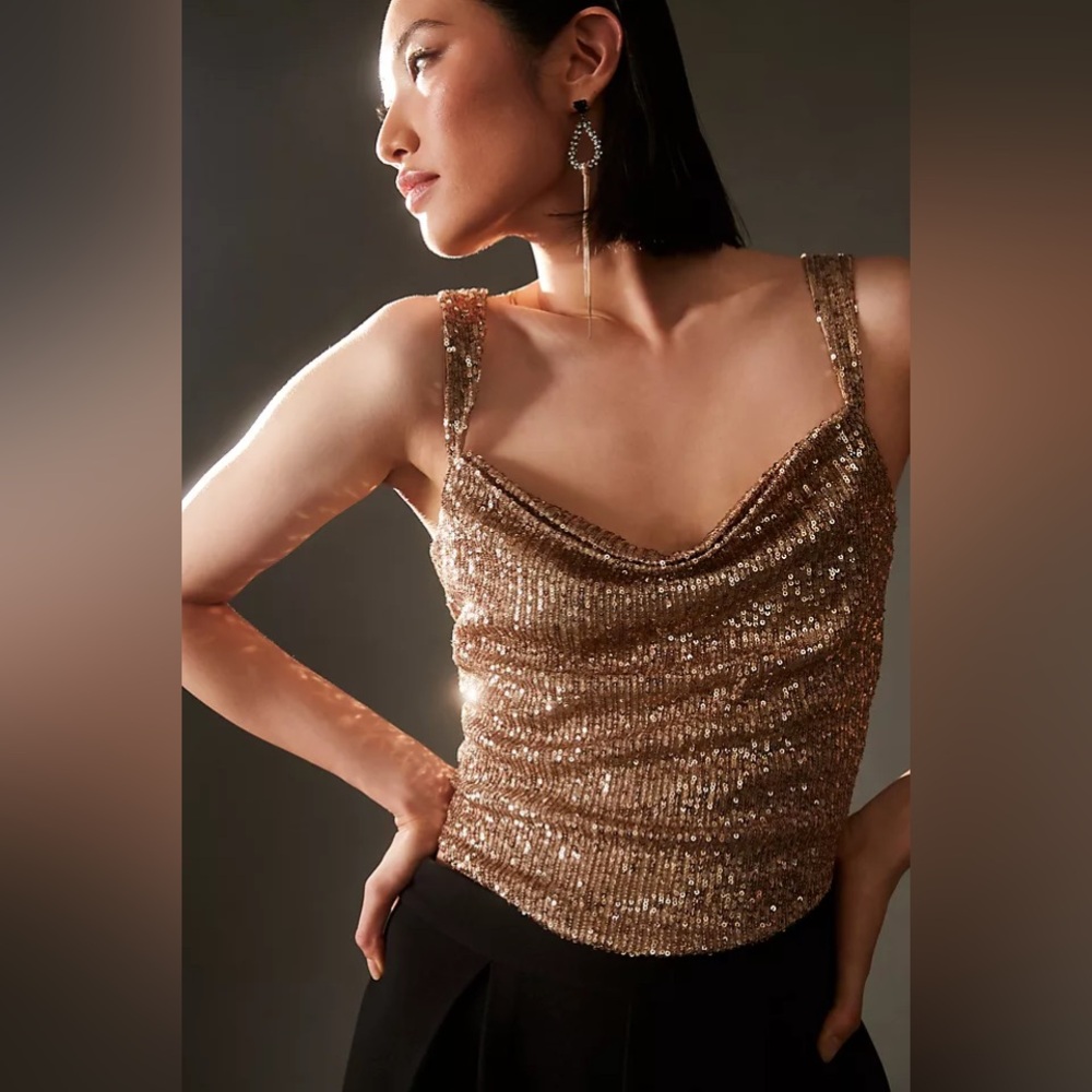 Anthropologie Cowl-Neck Sequin Camisole NWTs